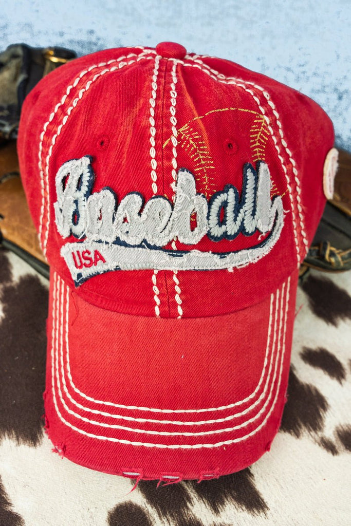 Distressed Ball Cap, Red – Everyday Chic Boutique