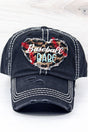 Distressed Black 'Baseball Babe' Leopard Heart Cap - Wholesale Accessory Market