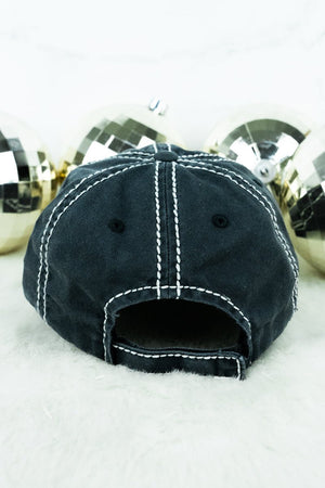 Distressed Black 'Mardi Gras' Cap - Wholesale Accessory Market