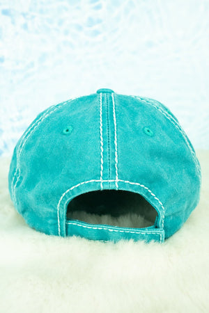 Distressed Turquoise 'Lake Life' Cap - Wholesale Accessory Market