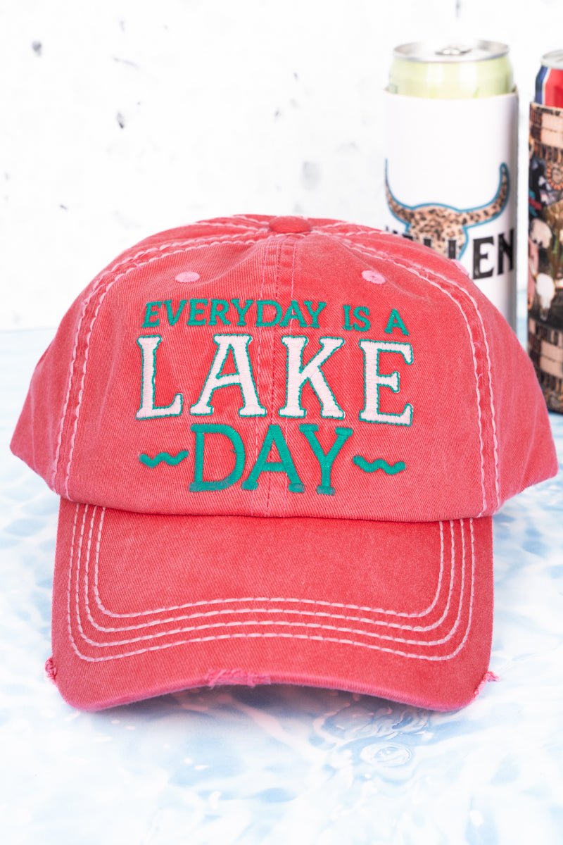 Distressed Salmon 'Everyday Is A Lake Day' Cap - Wholesale Accessory Market