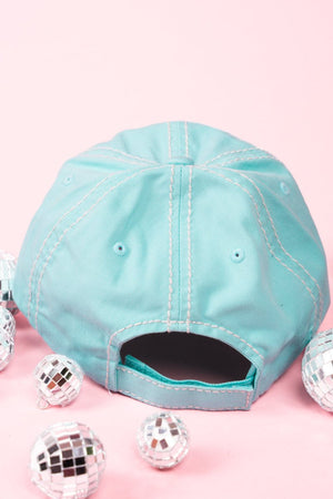 Distressed Mint Blue 'Say Howdy, Get Rowdy, Stay Punchy' Cap - Wholesale Accessory Market