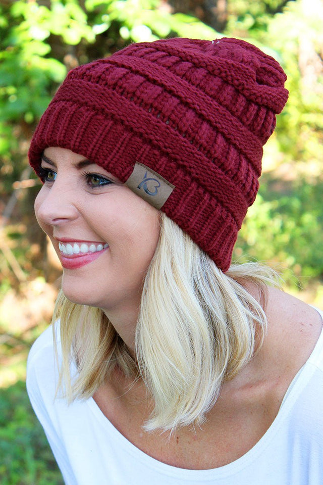 Campfire Cozy Beanie, Burgundy - Wholesale Accessory Market