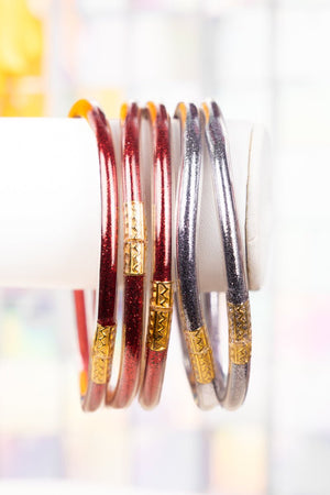 Refuse To Lose Red and Gray Glitter Jelly Tube Bracelet Set - Wholesale Accessory Market