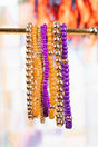 Expect Victory Purple and Gold Beaded Bracelet Set - Wholesale Accessory Market