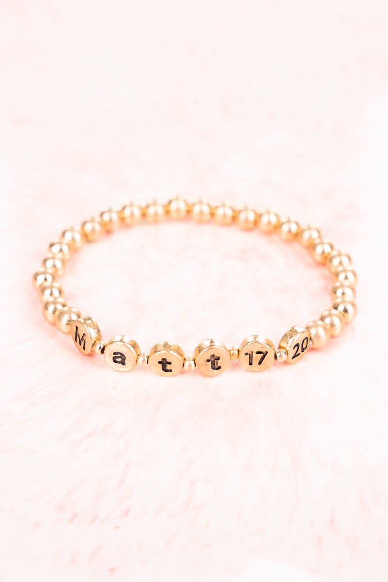 Ava Goldtone 'Matt 17:20' Beaded Bracelet Set - Wholesale Accessory Market