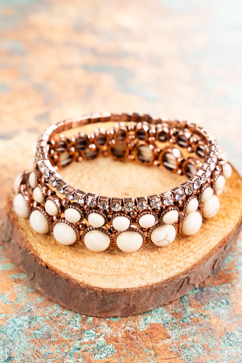 Everlee White Coppertone Bracelet Set - Wholesale Accessory Market