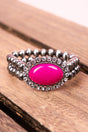 Fuchsia Bentley Silvertone Beaded Bracelet Set - Wholesale Accessory Market