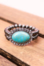 Turquoise Bentley Silvertone Beaded Bracelet Set - Wholesale Accessory Market