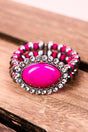 Fuchsia Berkeley Silvertone Beaded Bracelet Set - Wholesale Accessory Market