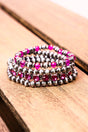 Bolton Bay Fuchsia Silvertone Bracelet Set - Wholesale Accessory Market