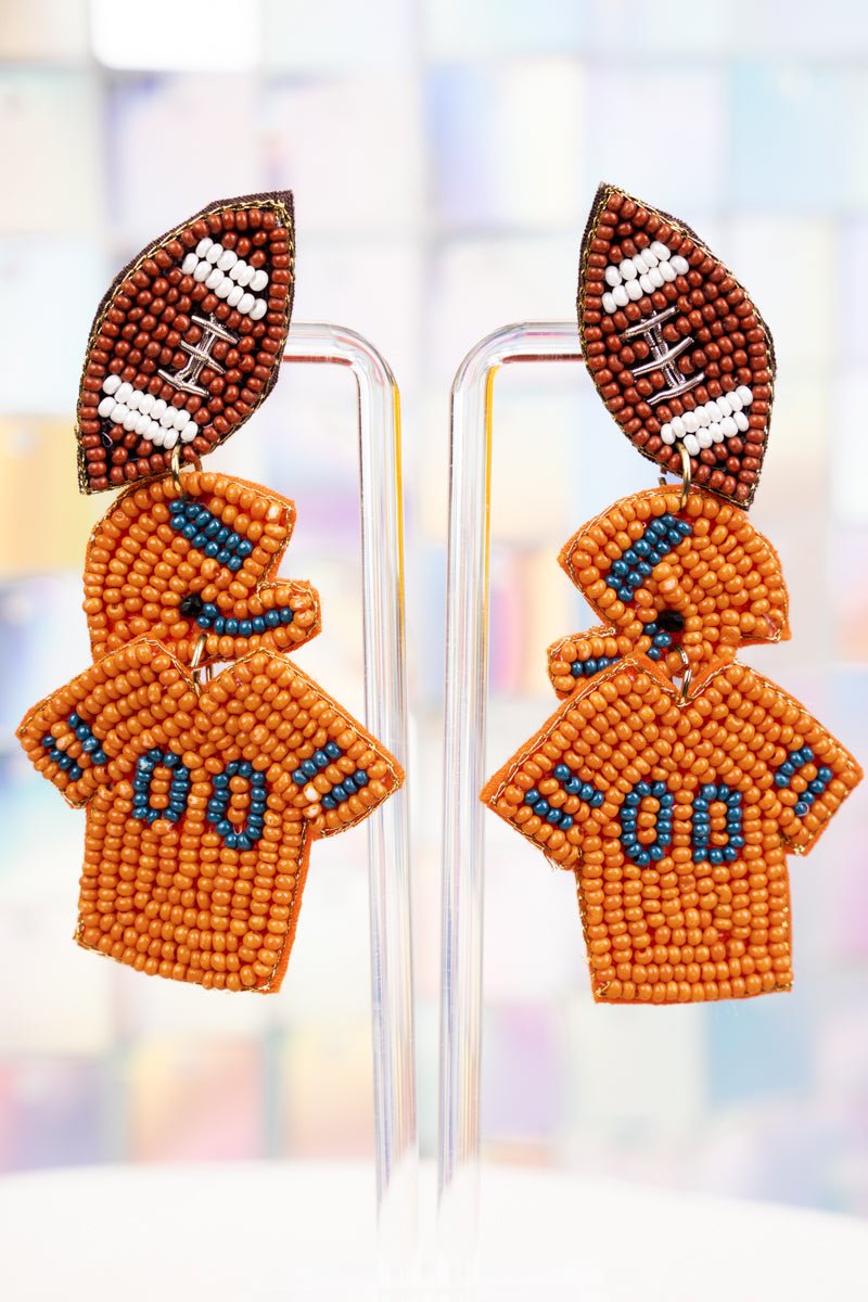 Burnt Orange Gameday Ready Seed Bead Earrings - Wholesale Accessory Market