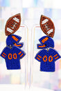 Blue and Orange Gameday Ready Seed Bead Earrings - Wholesale Accessory Market