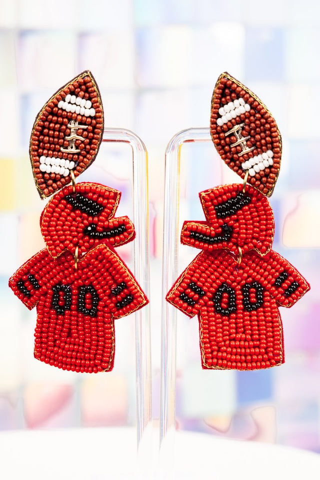 Red and Black Gameday Ready Seed Bead Earrings - Wholesale Accessory Market