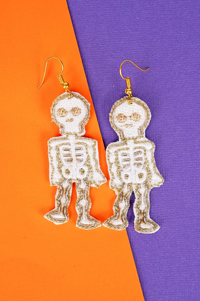 Dem Bones White Skeleton Earrings - Wholesale Accessory Market