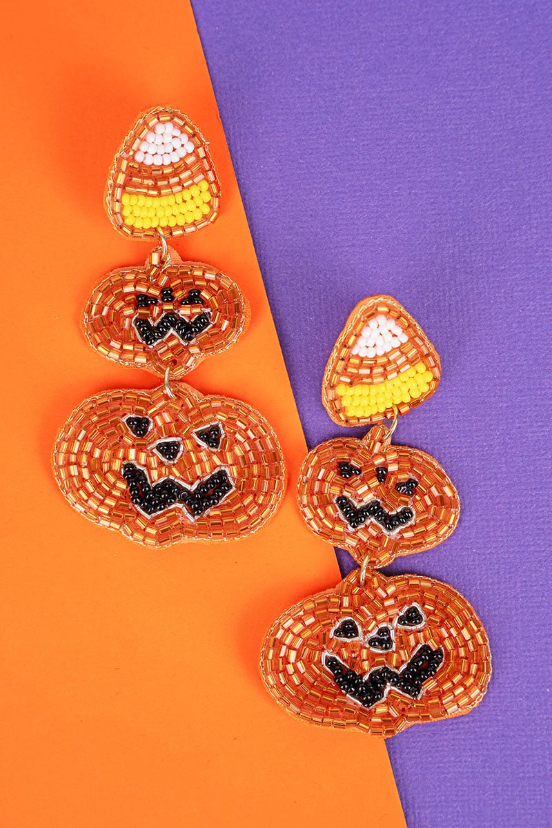 Jack Of All Treats Orange Seed Bead Earrings - Wholesale Accessory Market