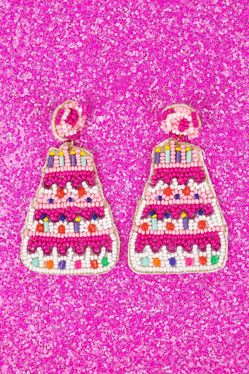 Just Have The Cake Pink Seed Bead Earrings - Wholesale Accessory Market