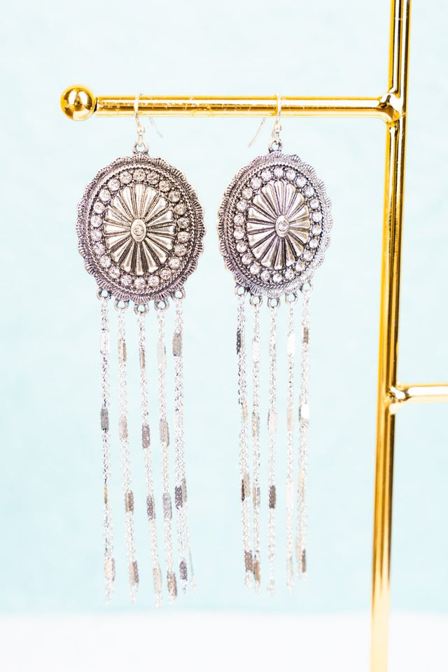 Show Stopper Crystal Silvertone Fringe Earrings - Wholesale Accessory Market