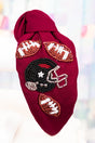 Fall Means Football Wine and Black Seed Bead Knotted Headband - Wholesale Accessory Market