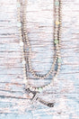 Amazonite Silvertone John 3:16 Cross Layered Necklace - Wholesale Accessory Market