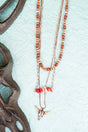 Burnt Orange Silvia Steer Skull Coppertone Layered Necklace - Wholesale Accessory Market