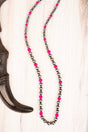 Junction City Fuchsia and Silvertone Necklace - Wholesale Accessory Market