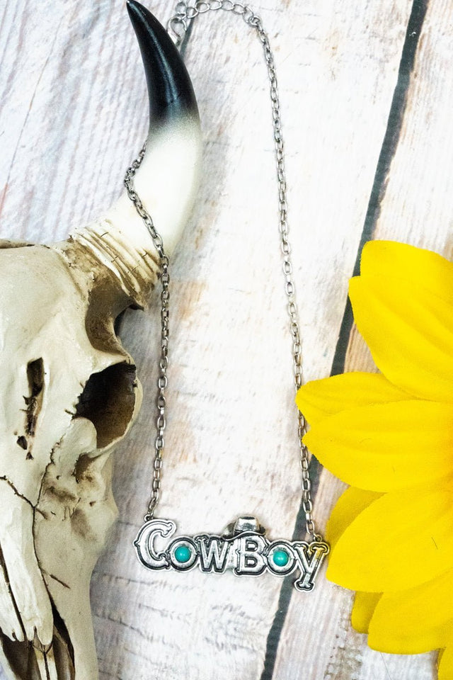 Silvertone with Turquoise 'Cowboy' Necklace - Wholesale Accessory Market