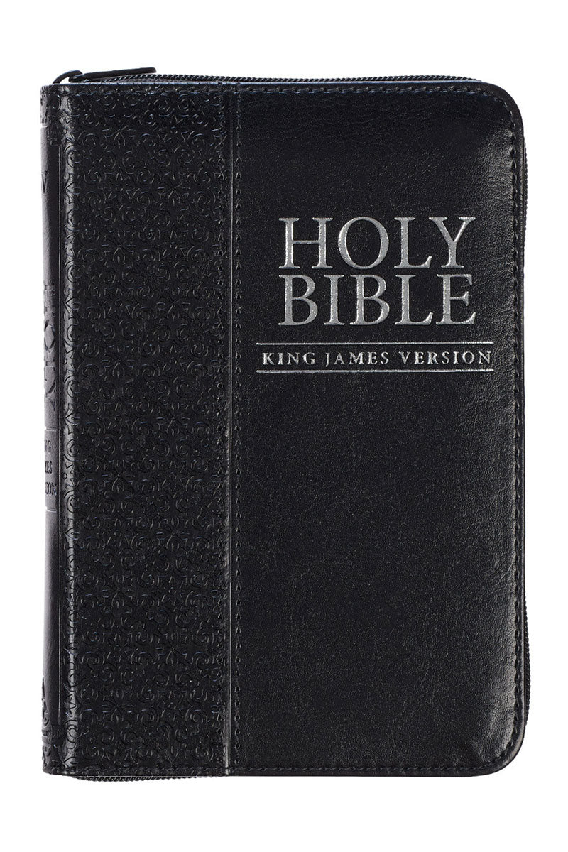 Black Faux Leather Zippered Mini Pocket KJV Bible - Wholesale Accessory Market