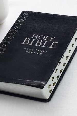 Black LuxLeather Deluxe Gift KJV Bible with Thumb Index - Wholesale Accessory Market