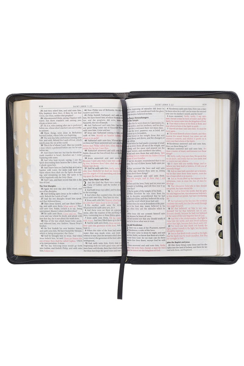 Gray and Black Faux Leather Zippered KJV Bible with Thumb Index - Wholesale Accessory Market