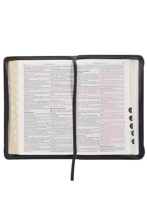 Gray and Black Faux Leather Zippered KJV Bible with Thumb Index - Wholesale Accessory Market