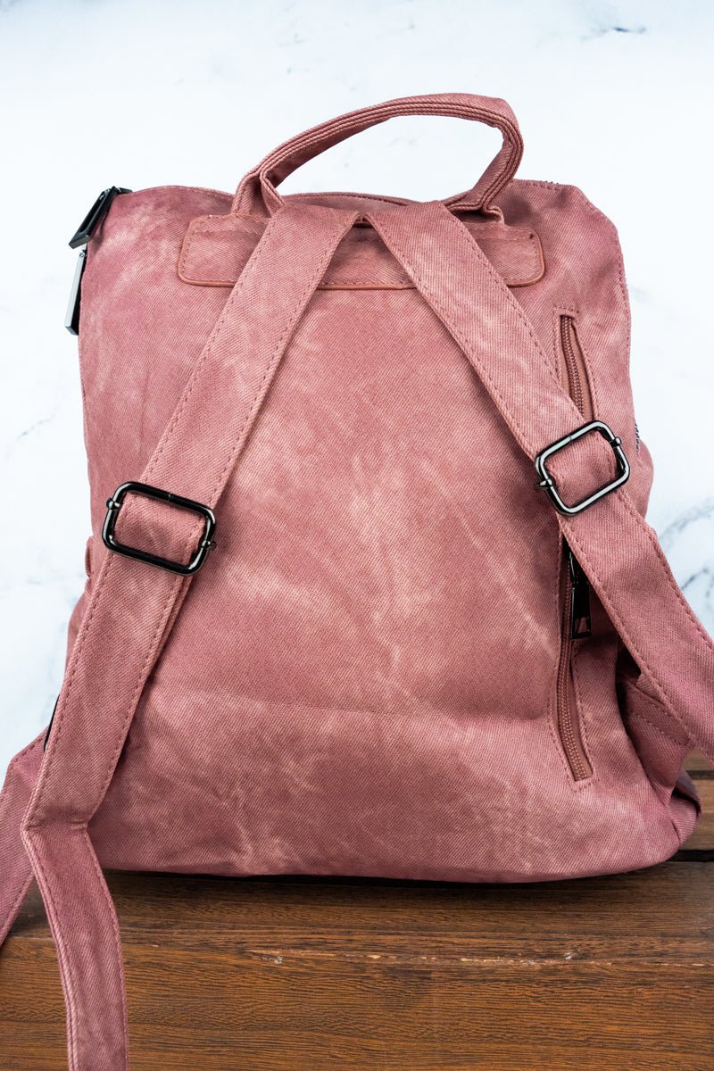 Pink suede backpack sale