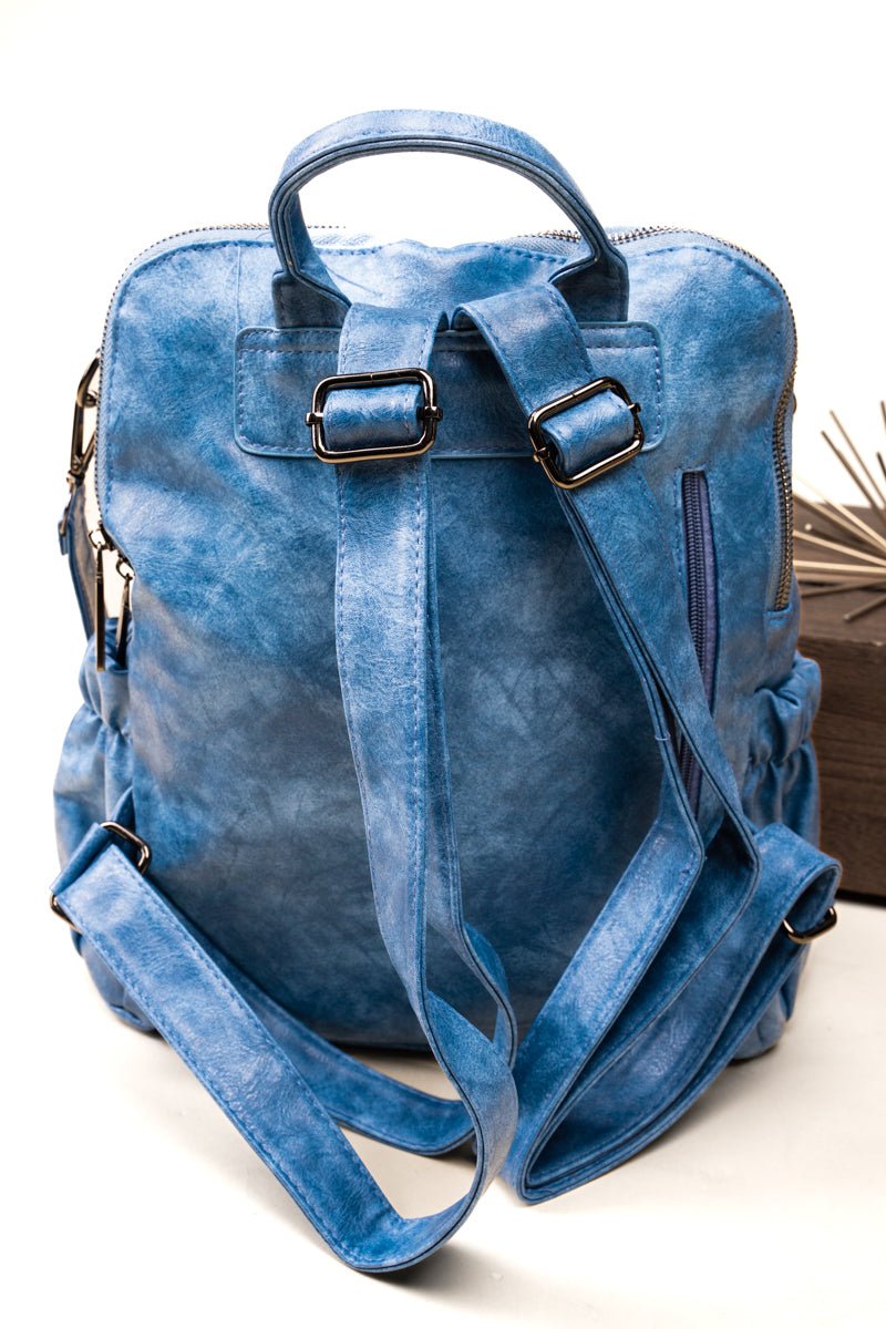 The Best Day Blue Faux Leather Backpack Tote - Wholesale Accessory Market