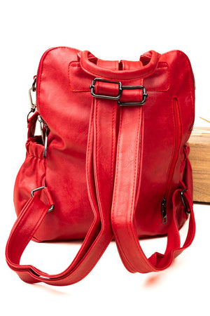 The Best Day Red Faux Leather Backpack Tote - Wholesale Accessory Market