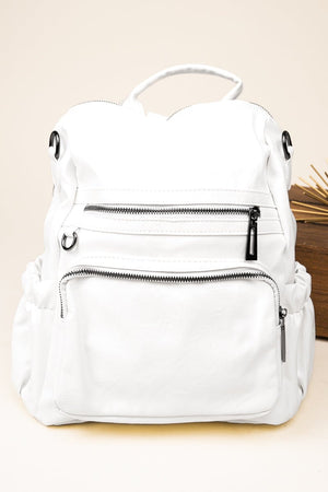 The Best Day White Faux Leather Backpack Tote - Wholesale Accessory Market