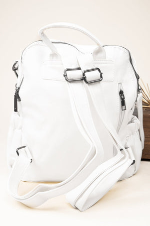 The Best Day White Faux Leather Backpack Tote - Wholesale Accessory Market