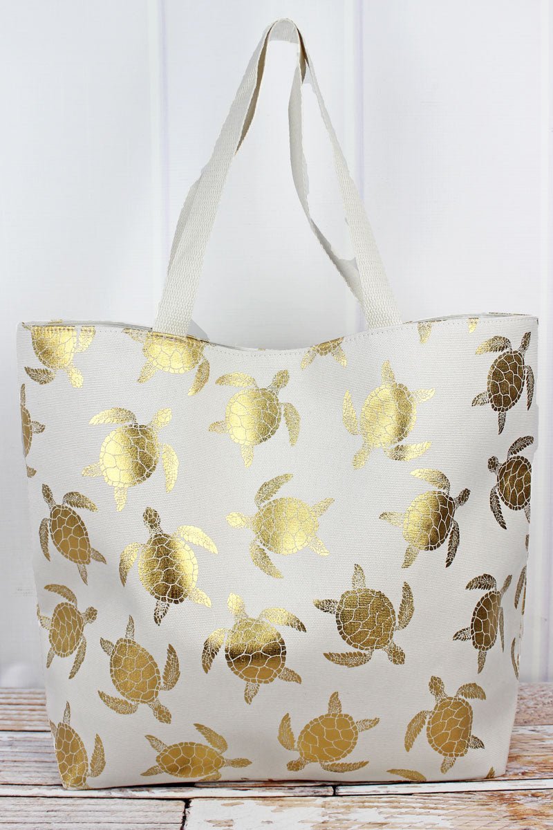 White and clearance gold beach bag