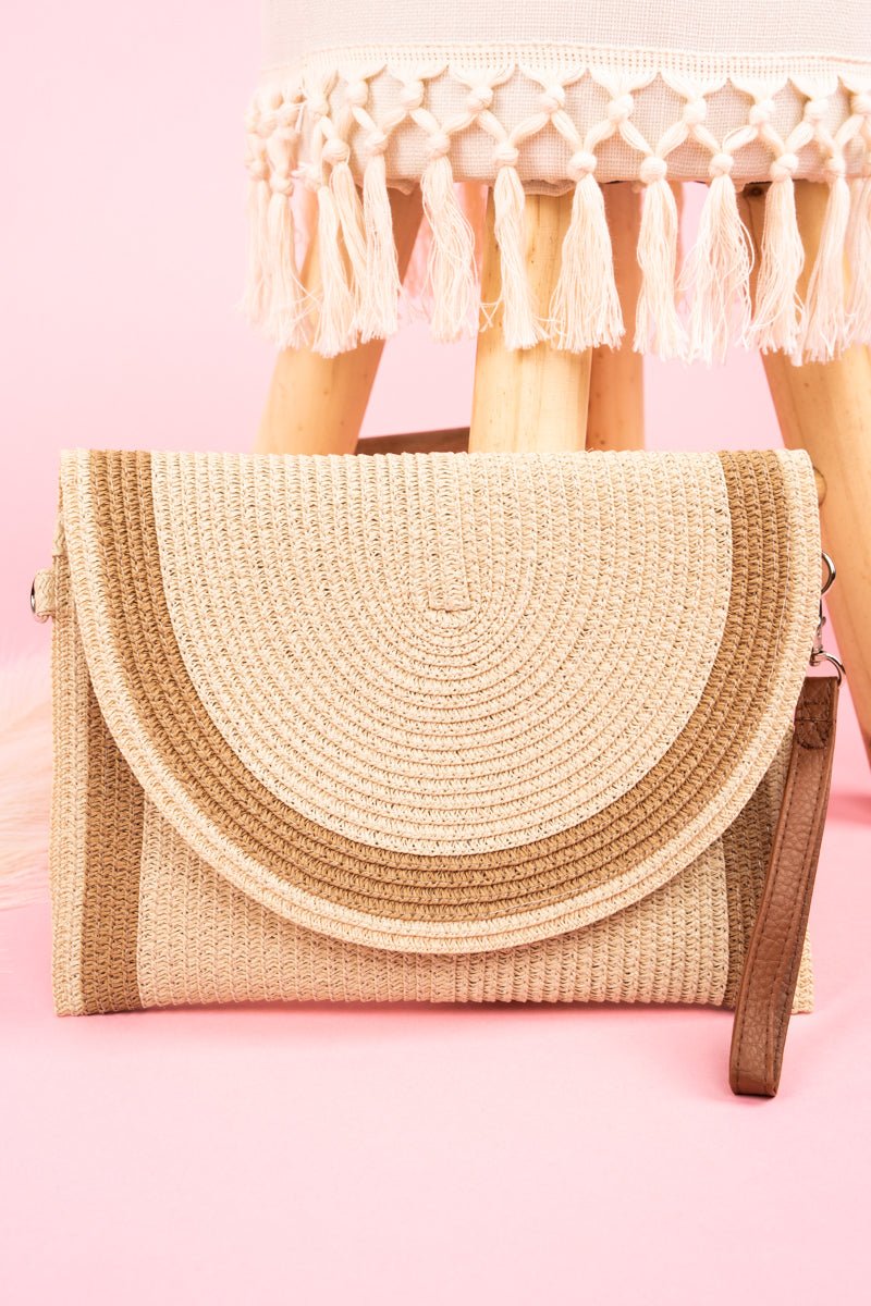 Myrtle Beach Beige Straw Envelope Crossbody Clutch Wholesale