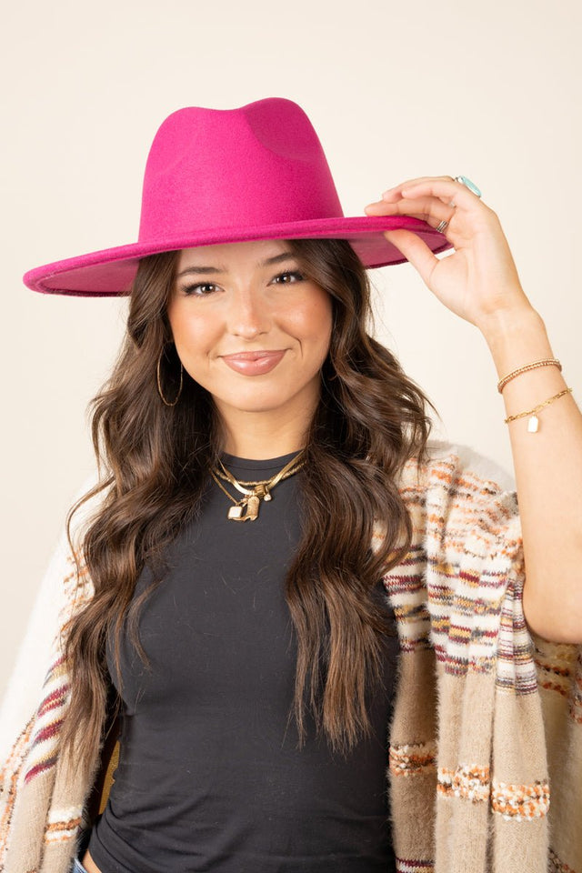 Desperado Felt Hat, Hot Pink - Wholesale Accessory Market