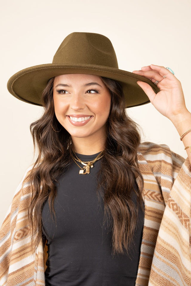 Desperado Felt Hat, Olive - Wholesale Accessory Market