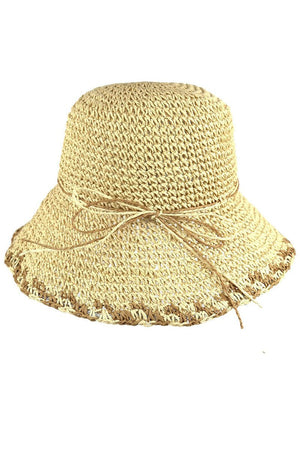 Honduras Shores Beige Straw Bucket Hat | Wholesale Accessory Market