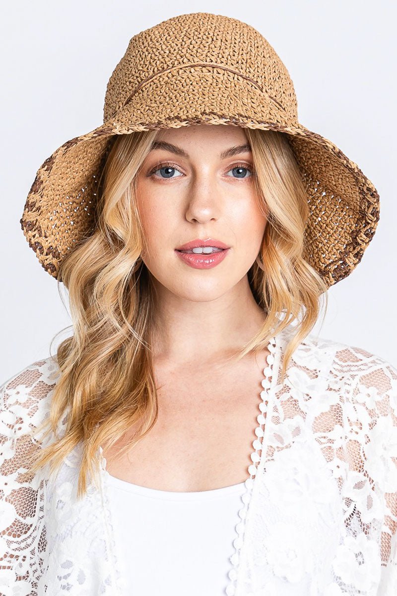 Honduras Shores Mauve Straw Bucket Hat - Wholesale Accessory Market