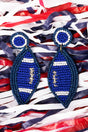 Win The Fight Blue and White Football Earrings - Wholesale Accessory Market