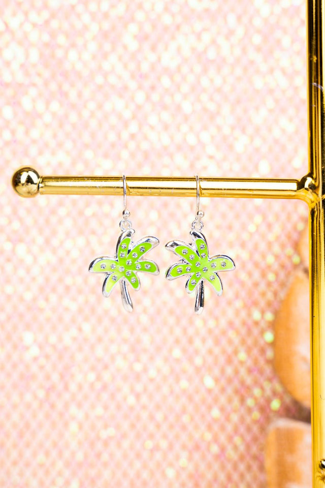 Island Life Green Palm Tree Earrings - Wholesale Accessory Market