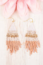 Rossland Coral & Gold Seed Bead Fringe Earrings - Wholesale Accessory Market