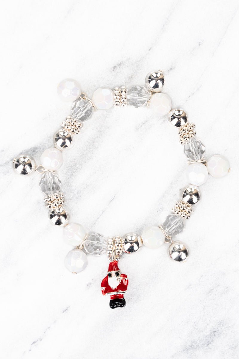 Your My Soul Santa Silvertone Charm Beaded Bracelet - Wholesale Accessory Market