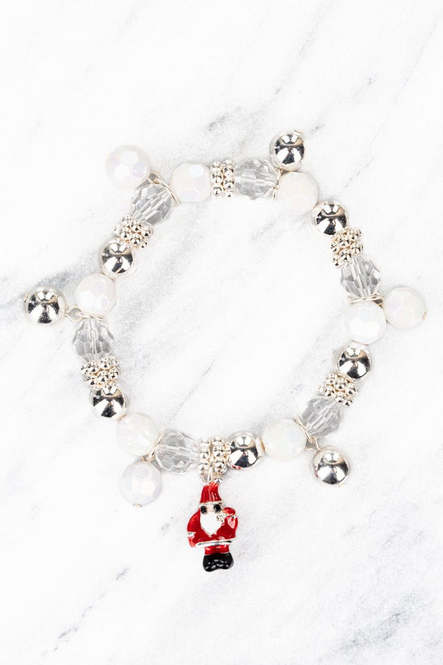 Your My Soul Santa Silvertone Charm Beaded Bracelet - Wholesale Accessory Market