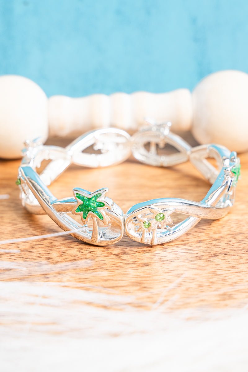 Infinity Bay Green Palm Silvertone Bracelet - Wholesale Accessory Market