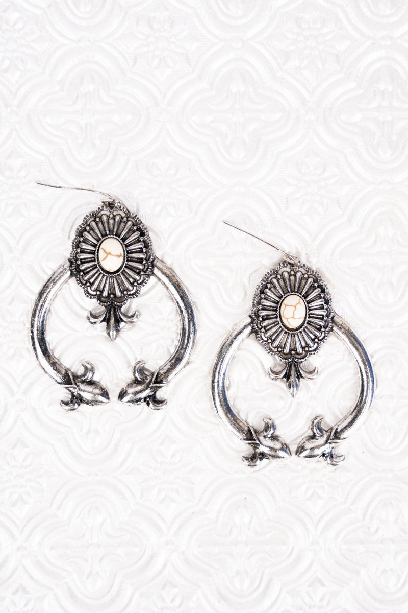 SALE! Howlite and Silvertone Kingman Arch Earrings - Wholesale Accessory Market