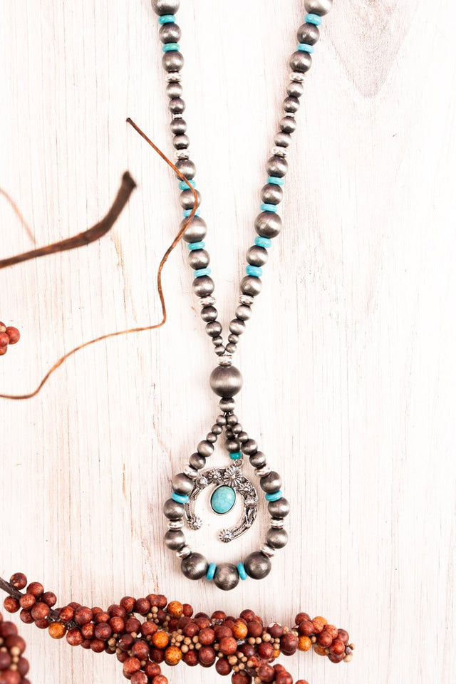 SALE! Marble Mountain Loop Naja Turquoise and Silver Necklace - Wholesale Accessory Market